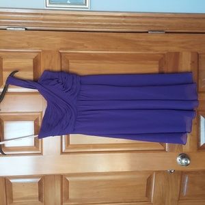 • David's Bridal Purple Flowy Soft Chiffon One Shoulder Midi Dress, Like New